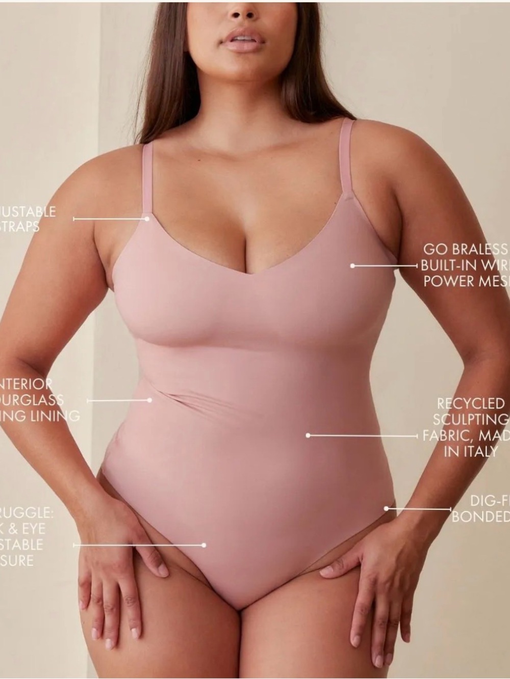 Pinsy v-neck hourglass pink bodysuit